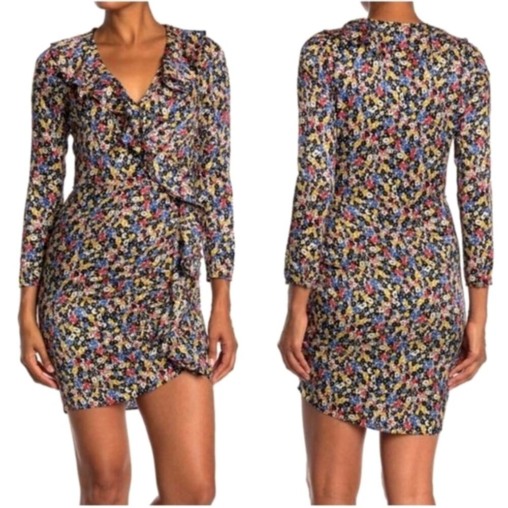 Veronica Beard Minna Floral Ruffle Silk Dress Size 8